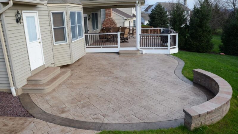 Concrete stamped patio ideas designs design outdoor backyard patios space top nextluxury cement wood colored small slate pattern article