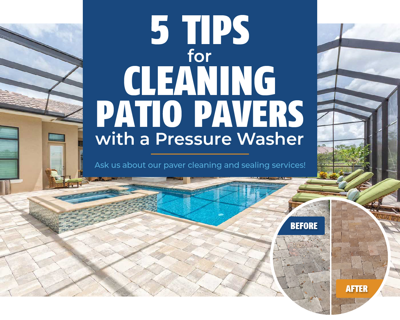 Pressure washing patio pavers