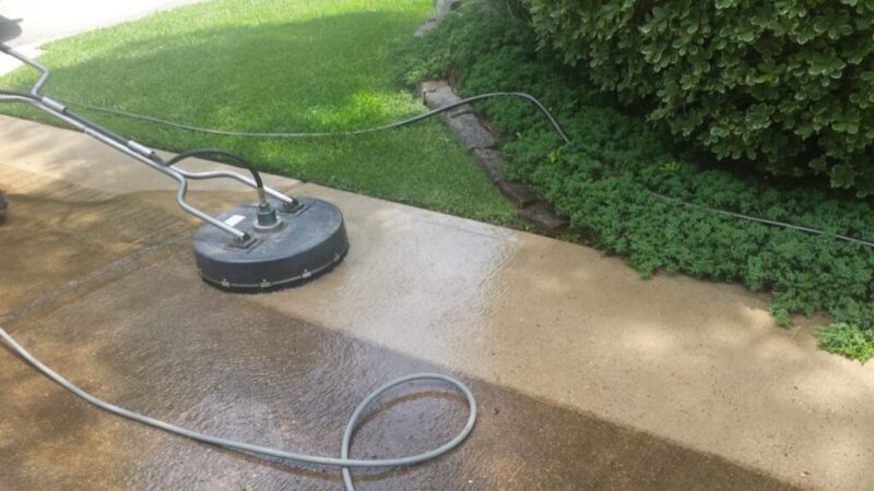 Pressure wash brick pavers