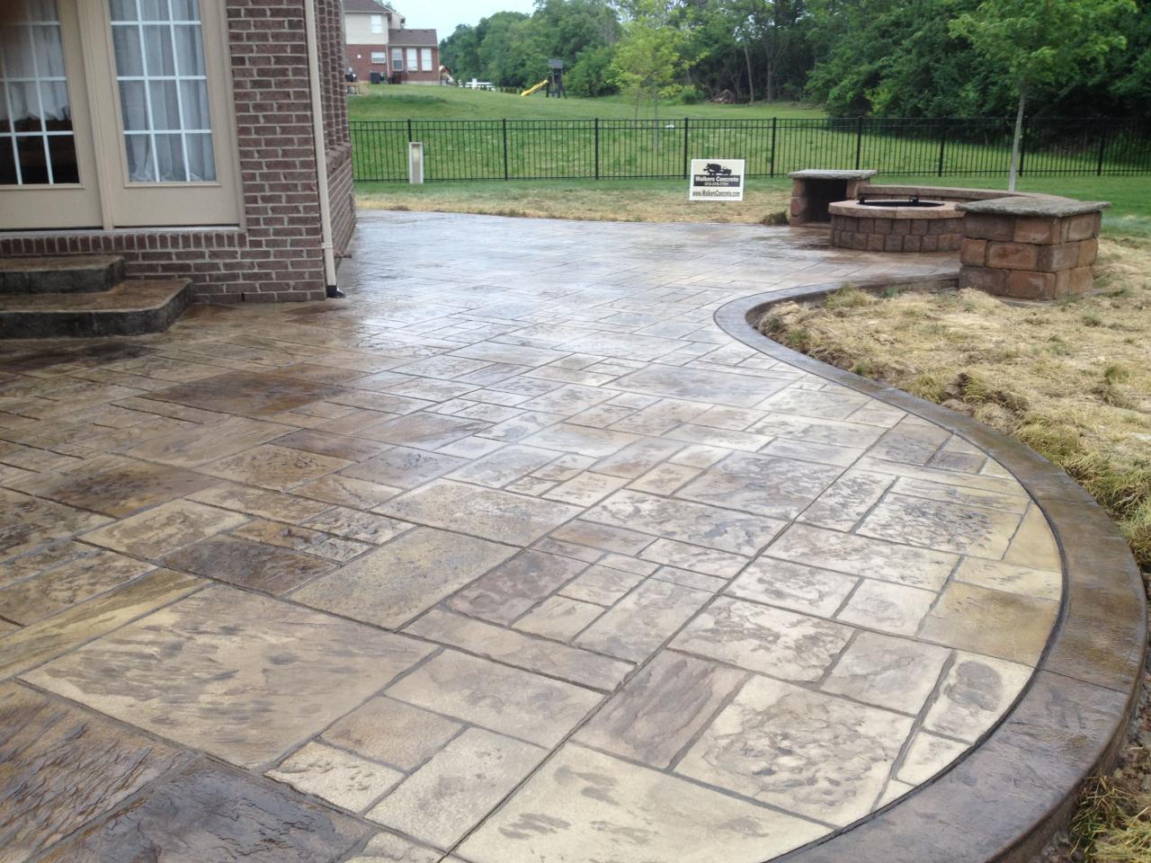 Stamped stained backyard slab splendor vinegar using patios porch conrete