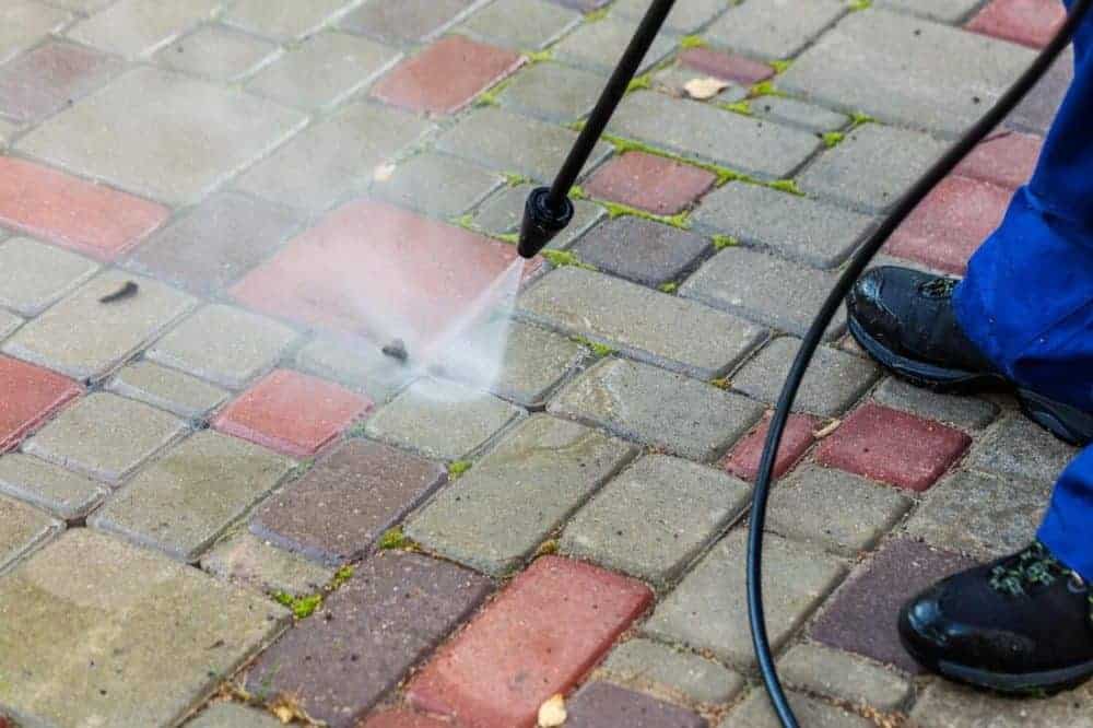 Pressure washing patio pavers